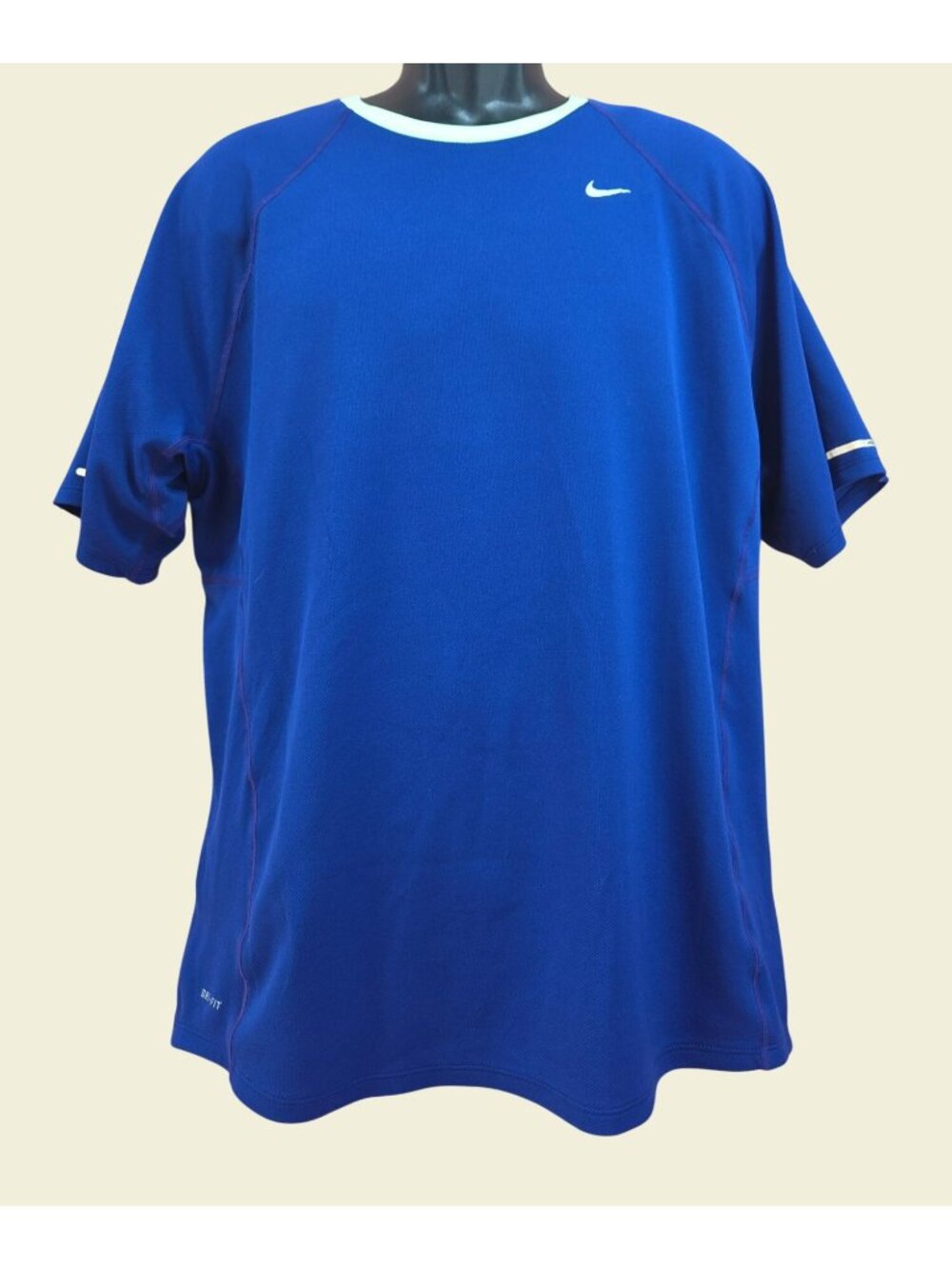 Nike Mens Dri-FIT Blue Running Shirt XL Neon Green Accents